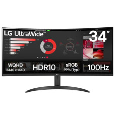 מסך מחשב קעור LG 34" UltraWide VA QHD 100Hz 5ms 1800R
