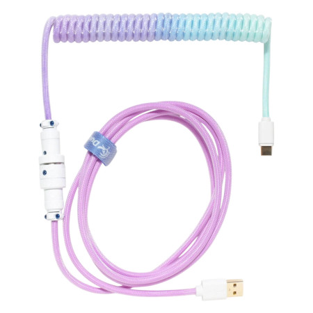 כבל USB-A ל-USB-C מסולסל Ducky Coiled - צבע סגול Azure