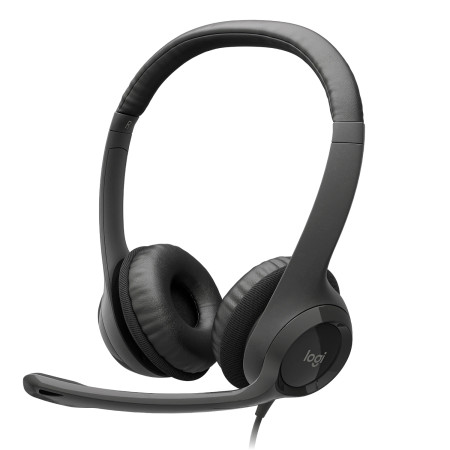 אוזניות קשת חוטיות Logitech H390 USB-A צבע שחור