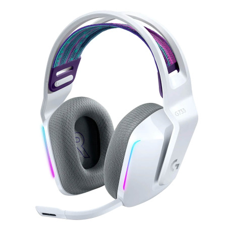 אוזניות קשת אלחוטיות לגיימינג Logitech G733 Lightspeed צבע לבן