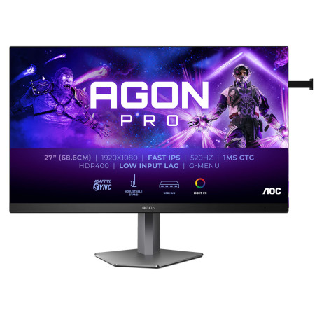 מסך מחשב לגיימינג AOC 27" AGON Pro IPS FHD 520Hz 0.5ms