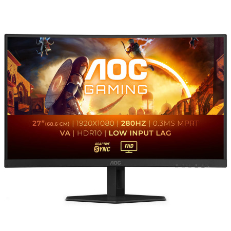מסך מחשב קעור לגיימינג AOC 27" VA FHD 280Hz 0.3ms 1500R