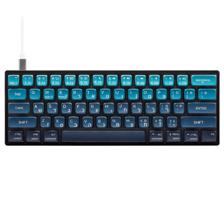 מקלדת גיימינג מכאנית SKYLOONG GK61 Ocean Blue עברית/אנגלית