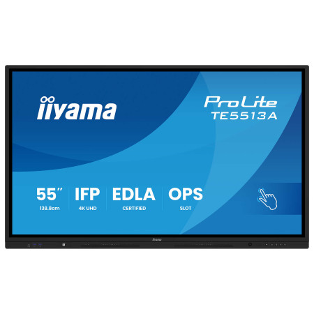 מסך מגע אינטראקטיבי IIYAMA ProLite 55" IPS 4K PureTouch-IR+ 40pt Touch