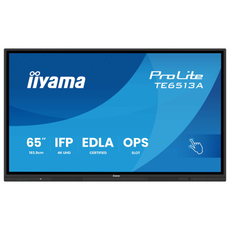 מסך מגע אינטראקטיבי IIYAMA ProLite 65" IPS 4K PureTouch-IR+ 40pt Touch